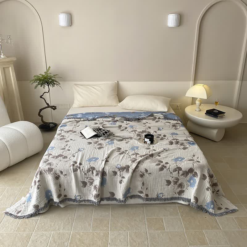 Four Layers Cotton Gauze Tassel Comfy Quilt - Queen - image 0