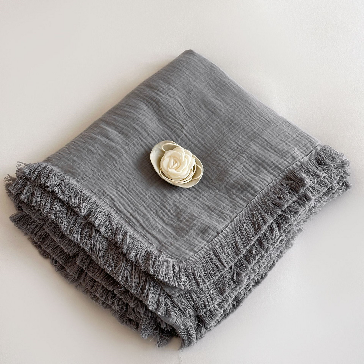 Simple Solid Color Tassel Cotton Gauze Blanket - image 9