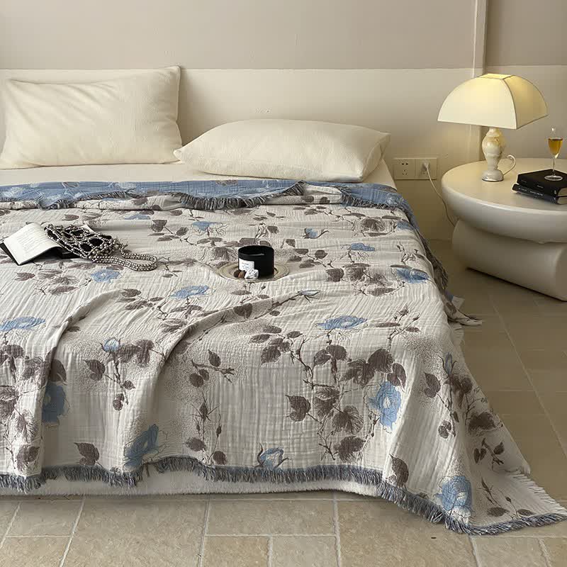 Four Layers Cotton Gauze Tassel Comfy Quilt - image 1