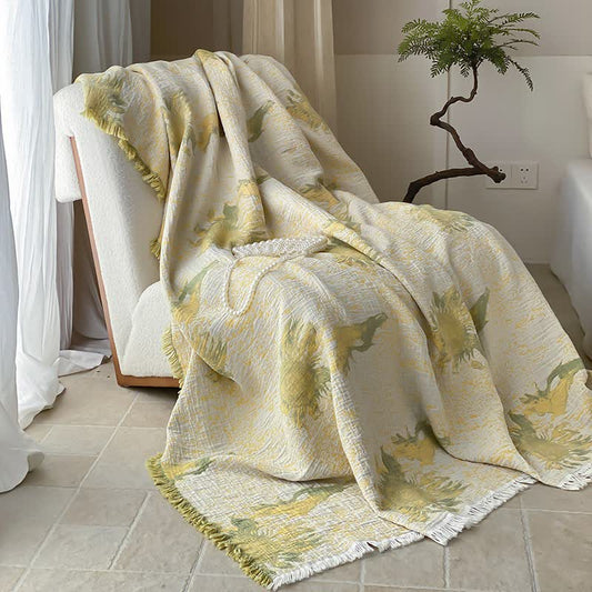 Reversible Rural Cotton Gauze Tassel Blanket - 79"W x 90"L - image 0