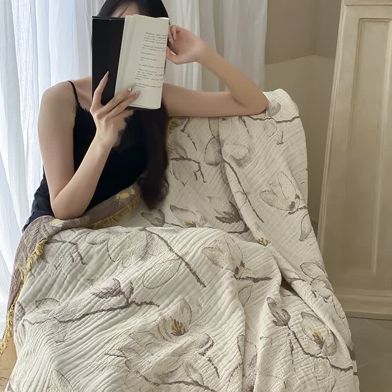 Retro Cotton Gauze Tassel Sofa Blanket - image 1