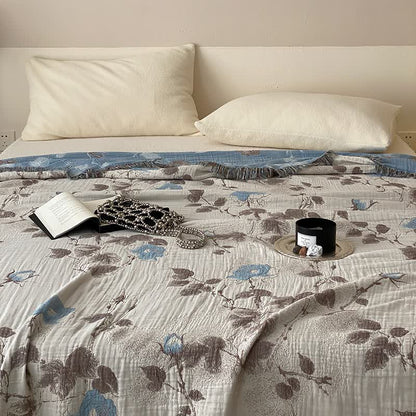 Four Layers Cotton Gauze Tassel Comfy Quilt - image 4