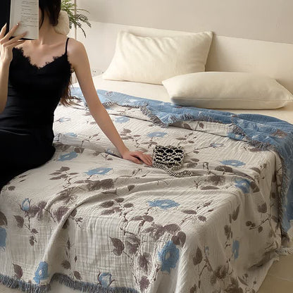 Four Layers Cotton Gauze Tassel Comfy Quilt - image 2