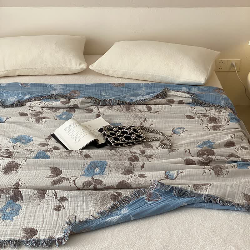 Four Layers Cotton Gauze Tassel Comfy Quilt - image 5