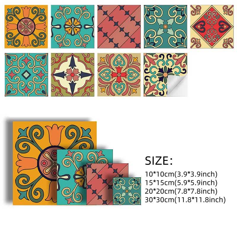 Colorful Moroccan Removable Backsplash Tile Sticker - 27PCS - 12" x 12" - image 7