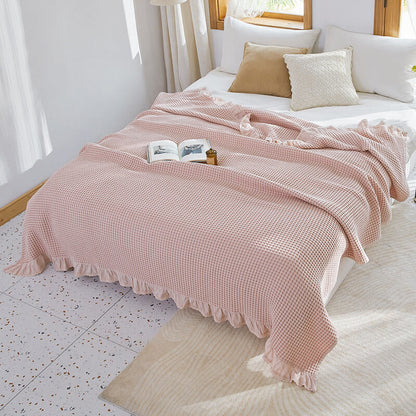 Ownkoti Waffle Weave Sofa Blanket Comfortable Quilt - Pink - Queen - image 0