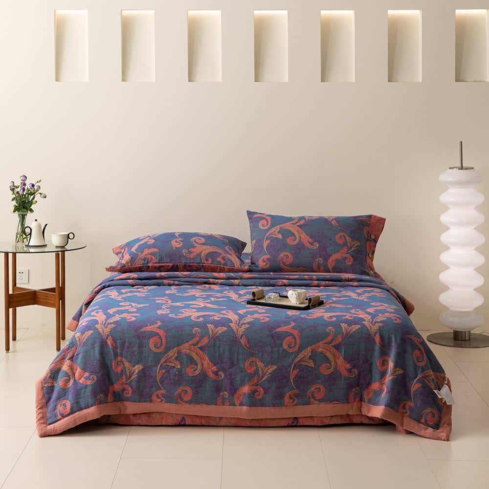 Breathable Cotton Gauze Retro Comfy Bedding - Quilt with 2PCS Pillowcases - King - image 0