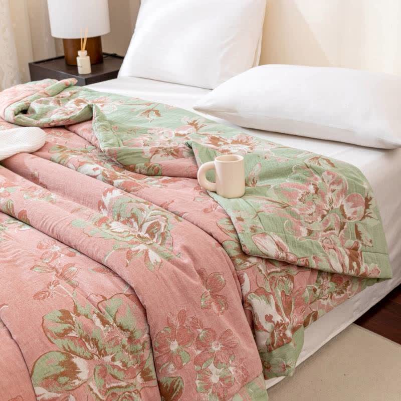 Yarn-dyed Cotton Gauze Jacquard Floral Quilt - image 2