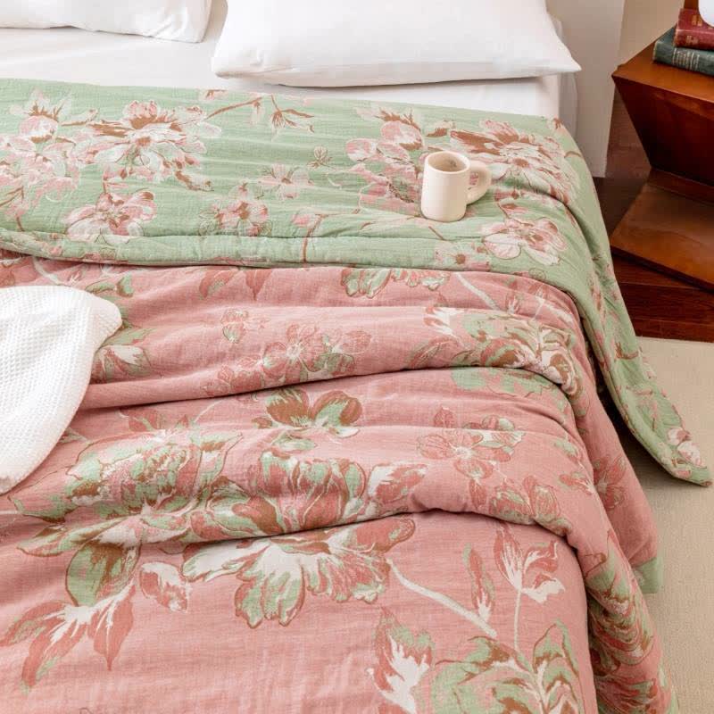 Yarn-dyed Cotton Gauze Jacquard Floral Quilt - image 1
