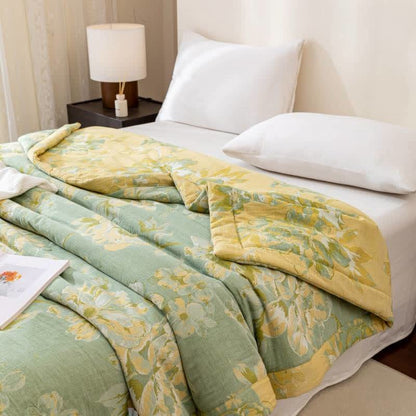 Yarn-dyed Cotton Gauze Jacquard Floral Quilt - image 8