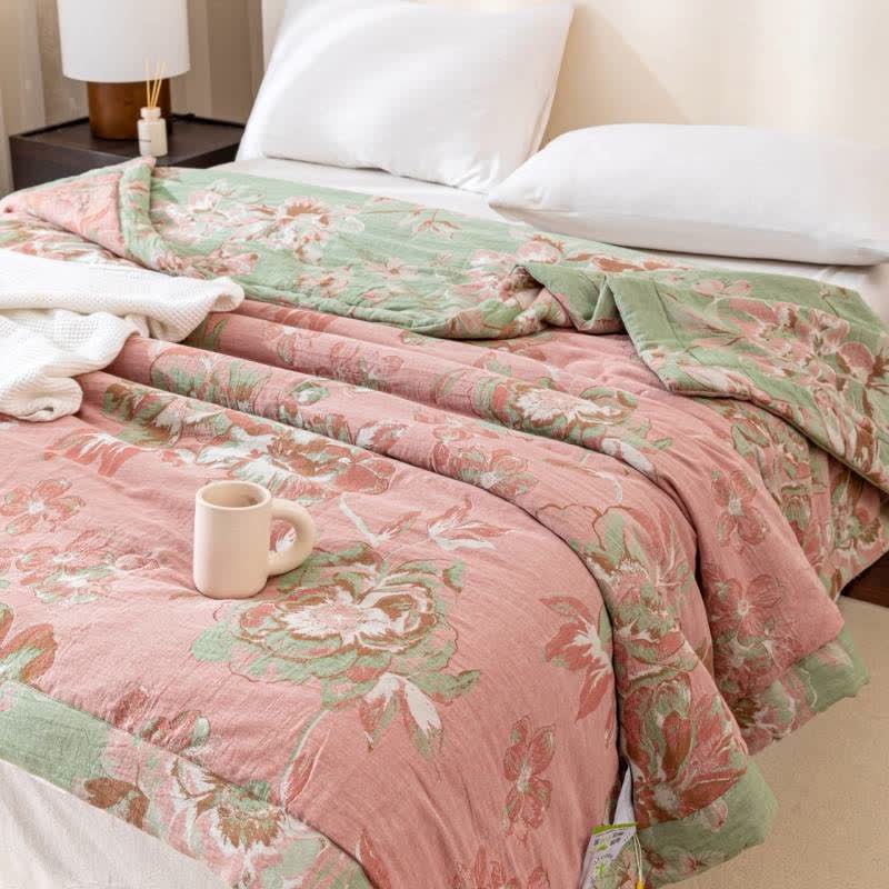 Yarn-dyed Cotton Gauze Jacquard Floral Quilt - image 4