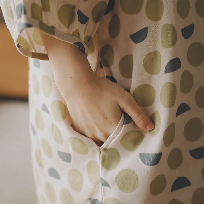 Round-neck Geometric Cotton Gauze Nightdress - image 4