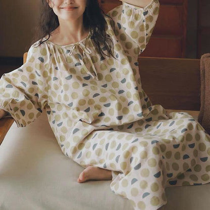 Round-neck Geometric Cotton Gauze Nightdress - XXL - image 0