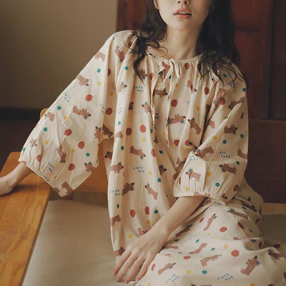 Cute Dog Cotton Gauze Comfy Nightdress - image 3