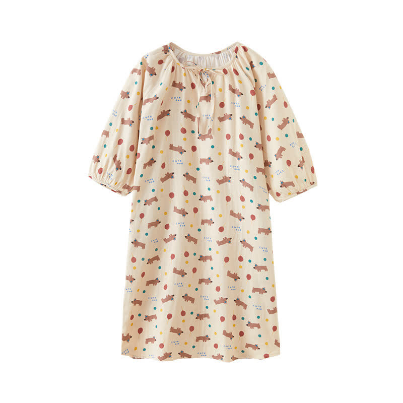 Cute Dog Cotton Gauze Comfy Nightdress - image 5