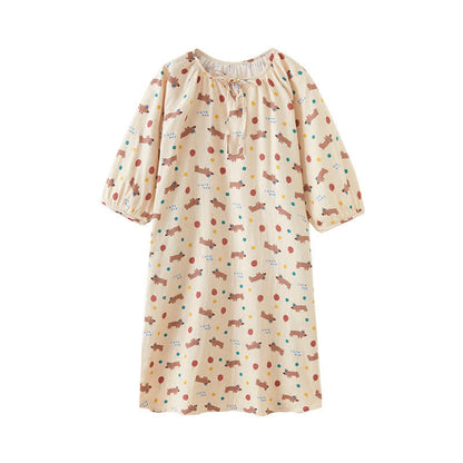 Cute Dog Cotton Gauze Comfy Nightdress - image 5