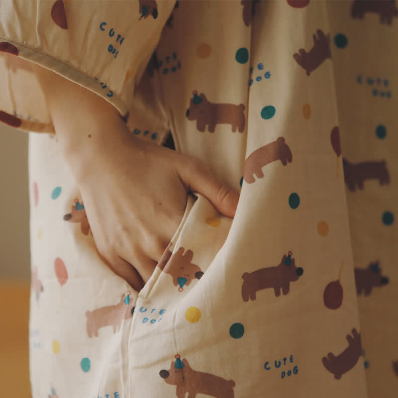 Cute Dog Cotton Gauze Comfy Nightdress - image 4