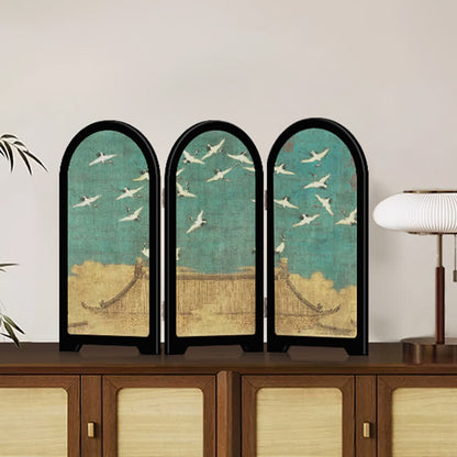 Vintage Crane Foldable Screen Desktop Ornament - image 5