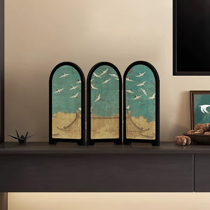 Vintage Crane Foldable Screen Desktop Ornament - image 3