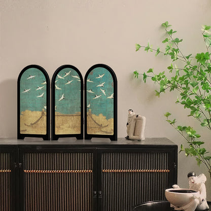 Vintage Crane Foldable Screen Desktop Ornament - image 4