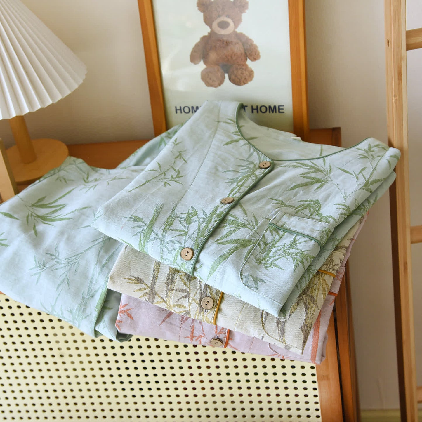 Rural Bamboo Cardigan Pure Cotton Pajama Set - image 2