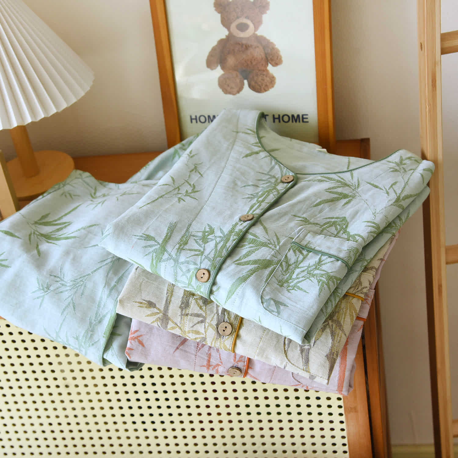 Rural Bamboo Cardigan Pure Cotton Pajama Set - image 2