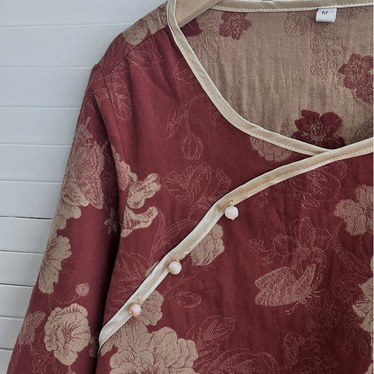 Vintage Floral Cotton Gauze Jacquard Nightwear Set - image 2