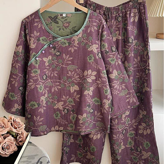 Cotton Gauze Rural Mulberries Pajama Set - XL - image 0