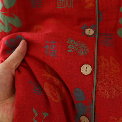 Yarn-dyed Retro Cotton Gauze Pajama Set(3PCS) - image 3