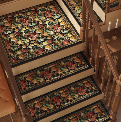 Floral Diatom Mud Non-slip Stair Tread Carpet  - A - 10PCS - 47"W x 12"L - image 0