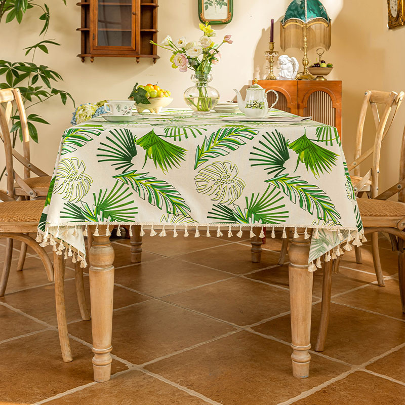 Tropical Leaf Tassel Soft Tablecloth - image 1