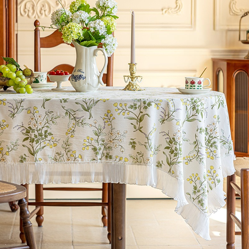 Pastoral Style Lace Edged Tablecloth - 53" x 118" - image 0