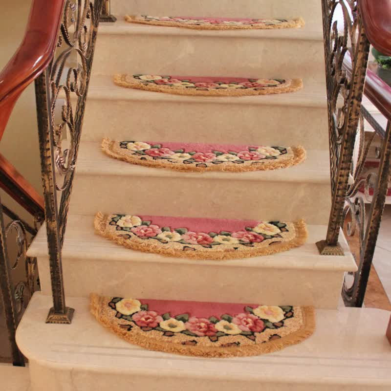 Floral Tassel Non-Slip Stair Treads Carpet - image 1
