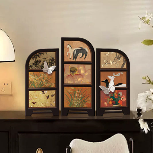 Rural Retro Foldable Screen Desktop Ornament - Set (A+B+C) - 3PCS - 14"W x 11"H - image 0