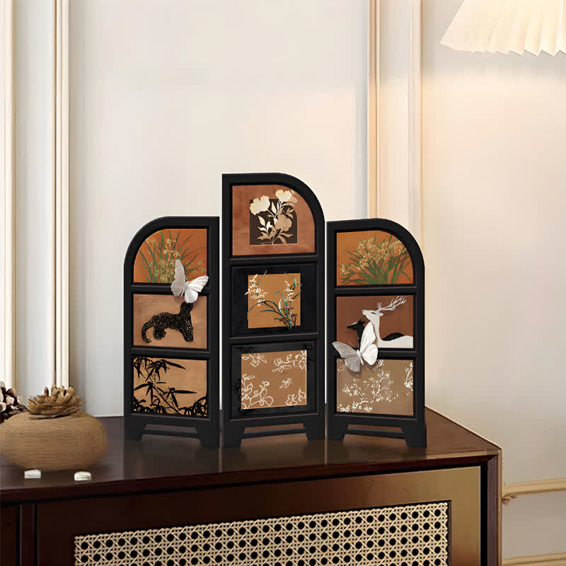 Rural Retro Foldable Screen Desktop Ornament - B - 3PCS - 14"W x 11"H - image 4