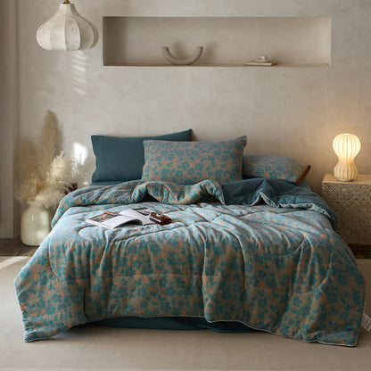 Double Layer Floral Cotton Gauze Bedding - Quilt - Queen - image 0