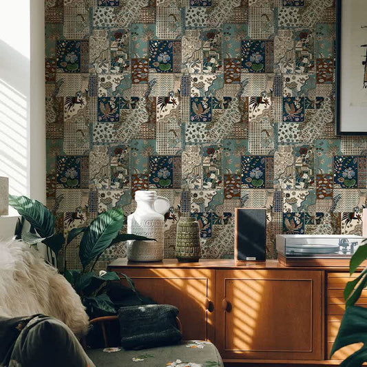 Exotic Style DIY Peel and Stick Wallpaper - Dark Blue & Khaki - 2Rolls - 17"W x 394"L - image 0