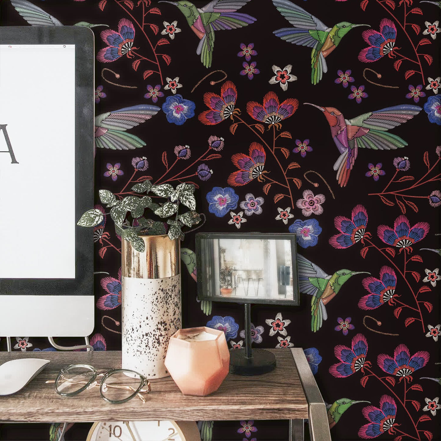 Removable Floral Bird Peel and Stick Wallpaper - image 1