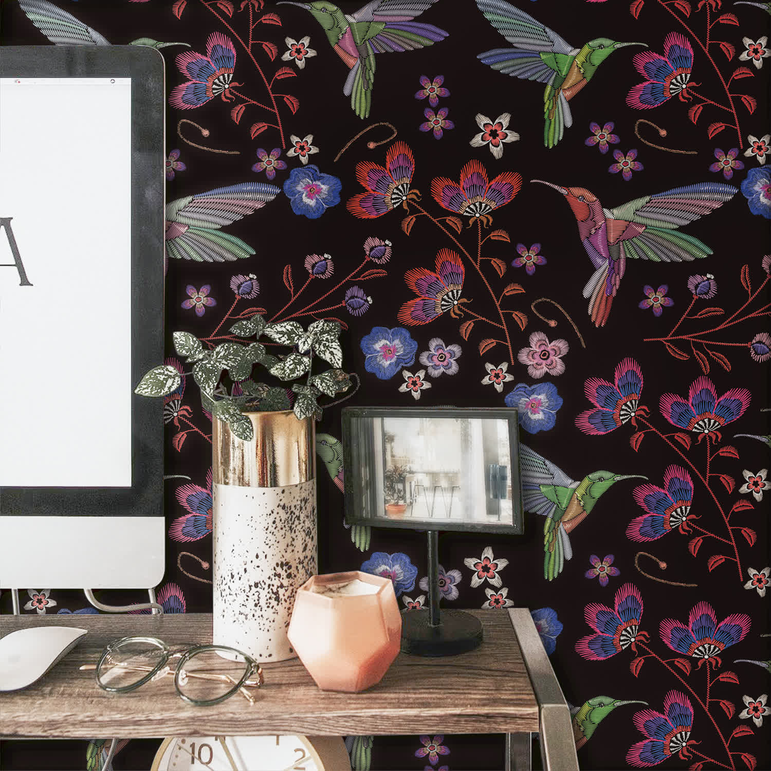 Removable Floral Bird Peel and Stick Wallpaper - image 1