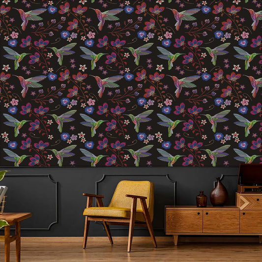 Removable Floral Bird Peel and Stick Wallpaper - image 0