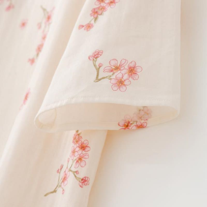 Elegant Plum Blossom Cotton Gauze Nightwear Set - image 3