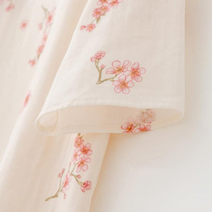 Elegant Plum Blossom Cotton Gauze Nightwear Set - image 3