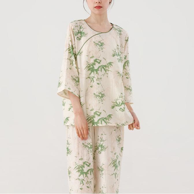 Green Bamboo Cotton Gauze Nightwear Set - Standard - XXL - image 2