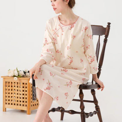 Plum Blossom Cotton Gauze Soft Nightdress - image 1