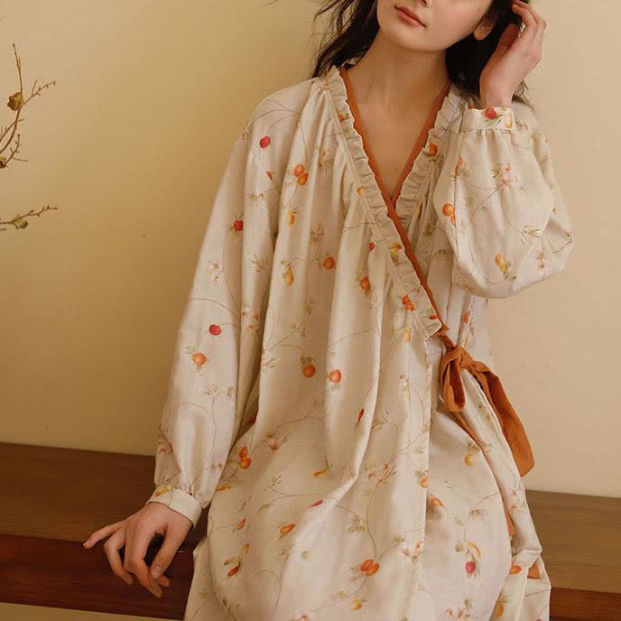 Cotton Gauze Rural Pomegranate Nightdress - image 5