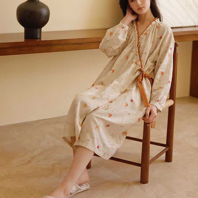 Cotton Gauze Rural Pomegranate Nightdress - image 2