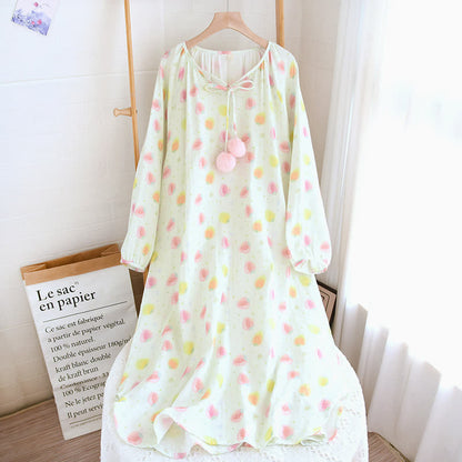 Refresh Strawberry Cotton Gauze Nightwear - Light Green - Nightgown - XL - image 11