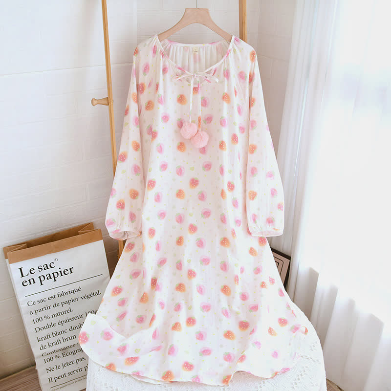 Refresh Strawberry Cotton Gauze Nightwear - Pink - Nightgown - XL - image 9