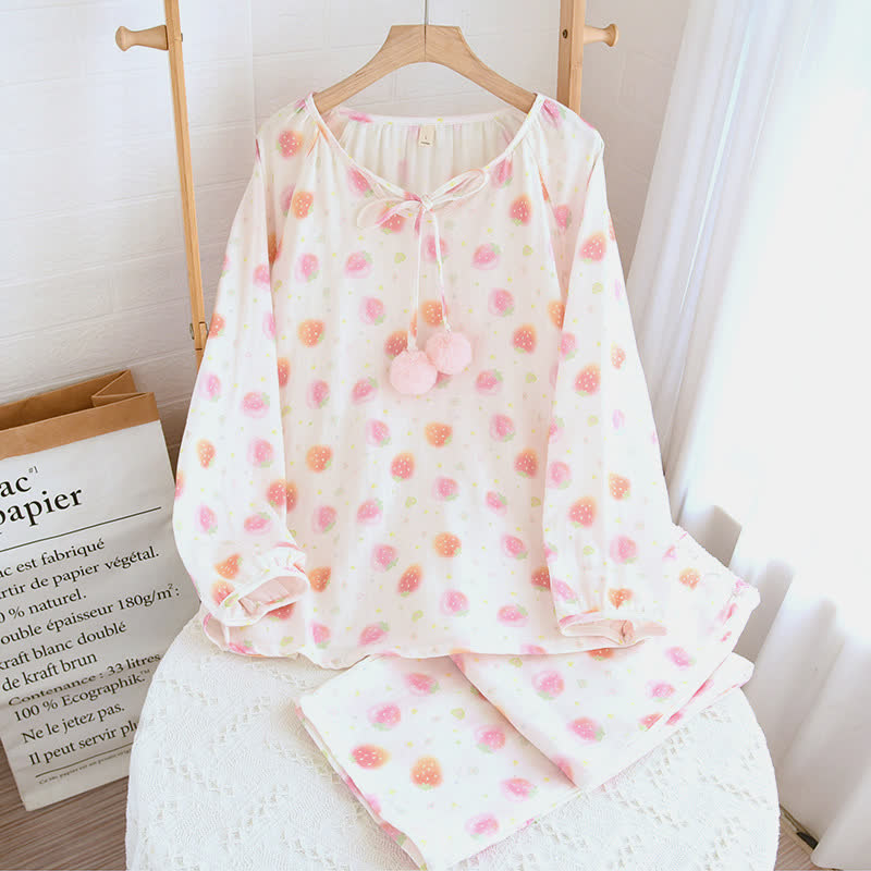Refresh Strawberry Cotton Gauze Nightwear - Pink - Loungewear Set - XL - image 1