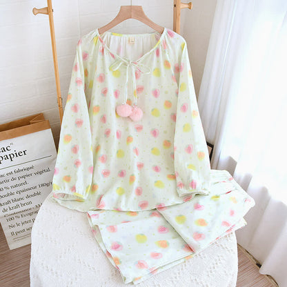 Refresh Strawberry Cotton Gauze Nightwear - Light Green - Loungewear Set - XL - image 10